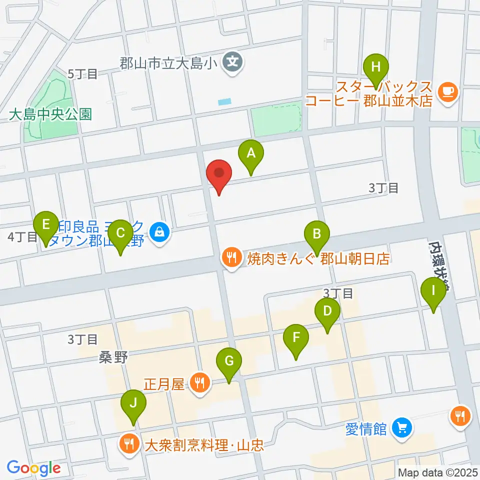 ヤマハミュージック 郡山店周辺の駐車場・コインパーキング一覧地図