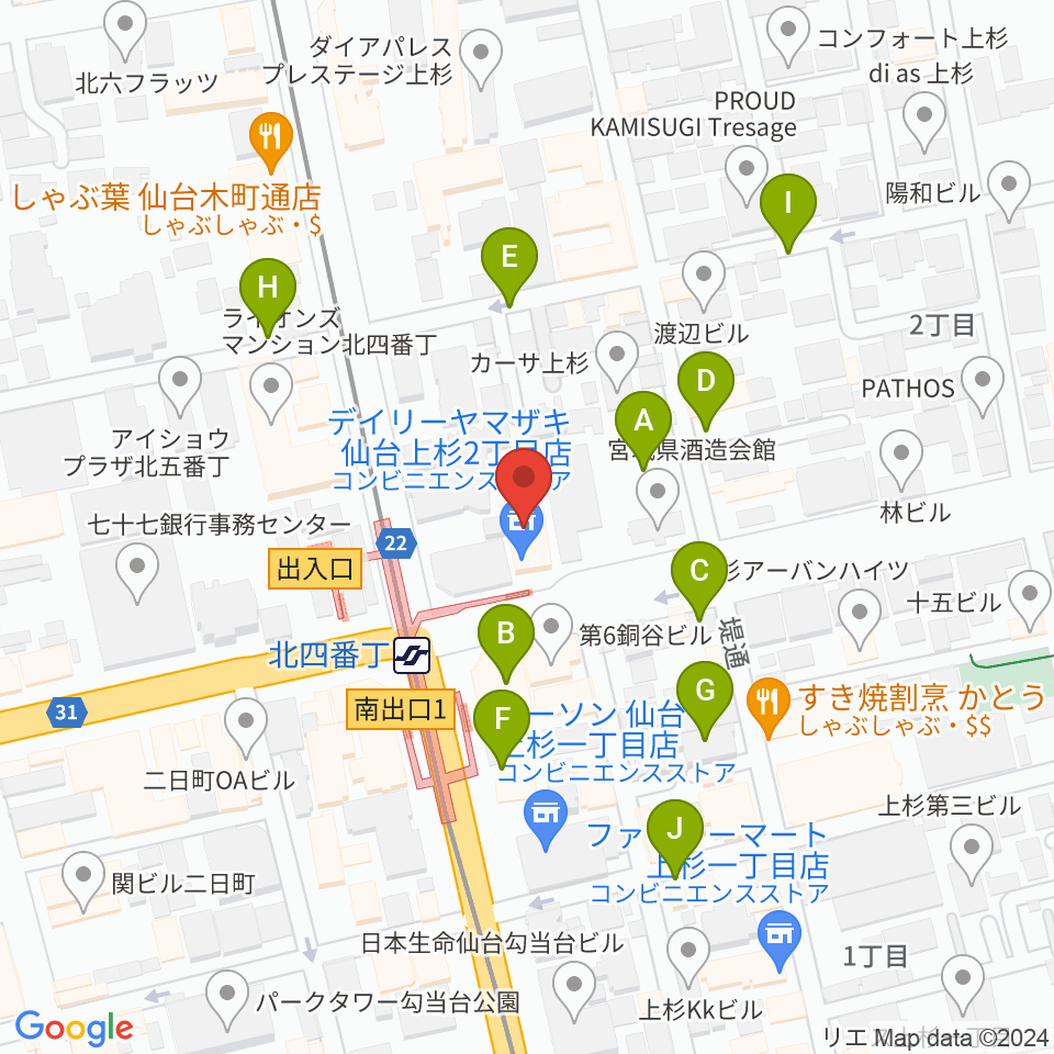 仙台センター ヤマハミュージック周辺の駐車場・コインパーキング一覧地図