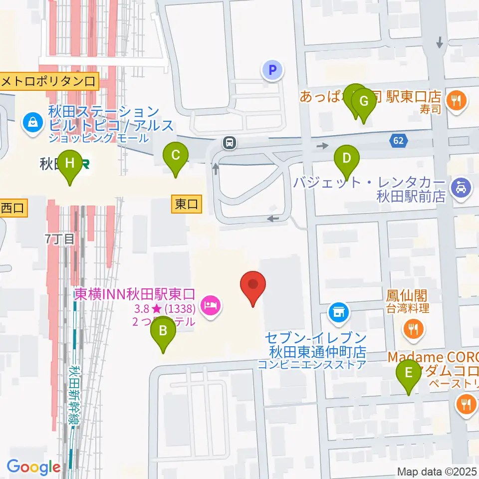 ミュージックサロン秋田Piace ヤマハミュージック周辺の駐車場・コインパーキング一覧地図
