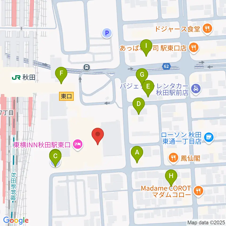 ミュージックサロン秋田Piace ヤマハミュージック周辺の駐車場・コインパーキング一覧地図