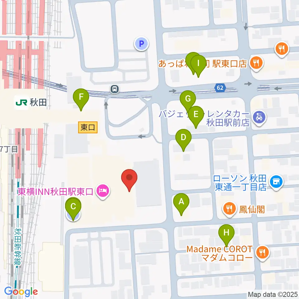 ミュージックサロン秋田Piace ヤマハミュージック周辺の駐車場・コインパーキング一覧地図