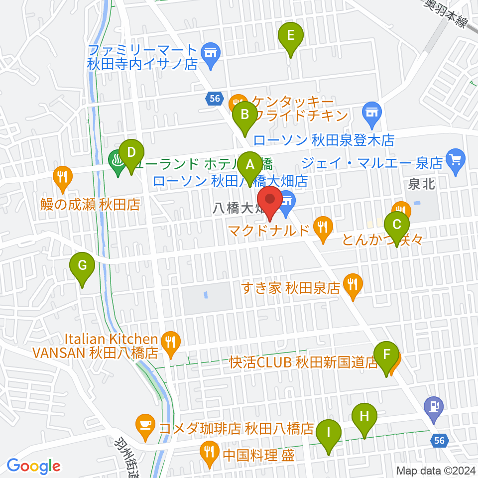 秋田北センター ヤマハミュージック周辺の駐車場・コインパーキング一覧地図