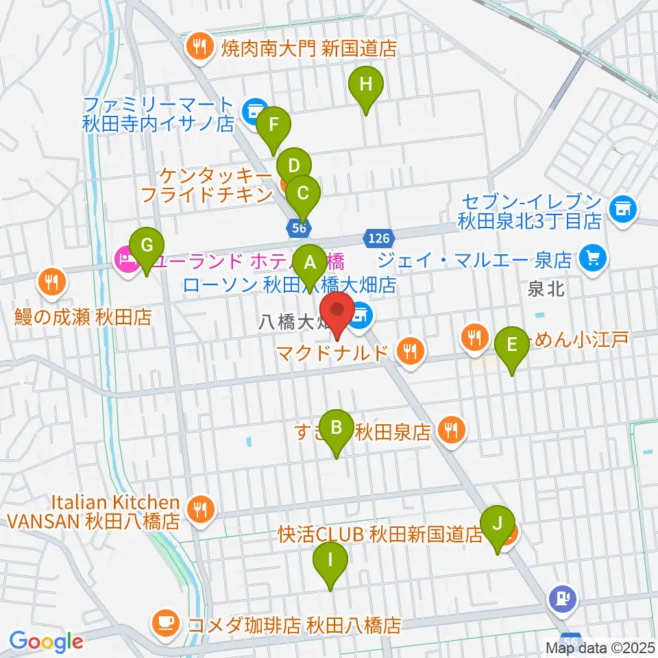 秋田北センター ヤマハミュージック周辺の駐車場・コインパーキング一覧地図