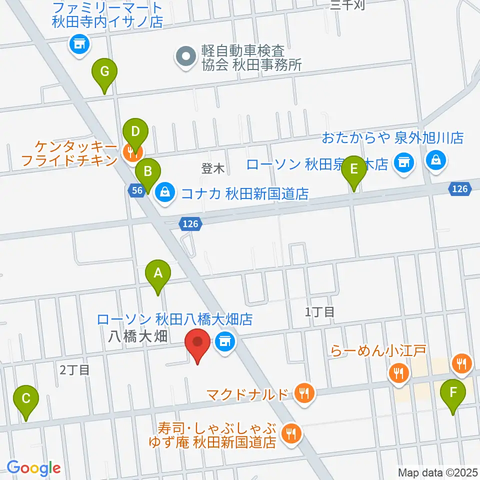 秋田北センター ヤマハミュージック周辺の駐車場・コインパーキング一覧地図