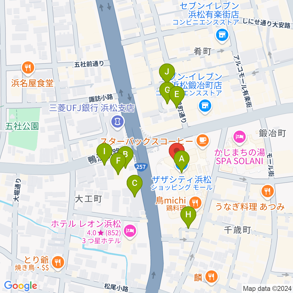 クエストミュージック浜松ザザシティ店周辺の駐車場・コインパーキング一覧地図