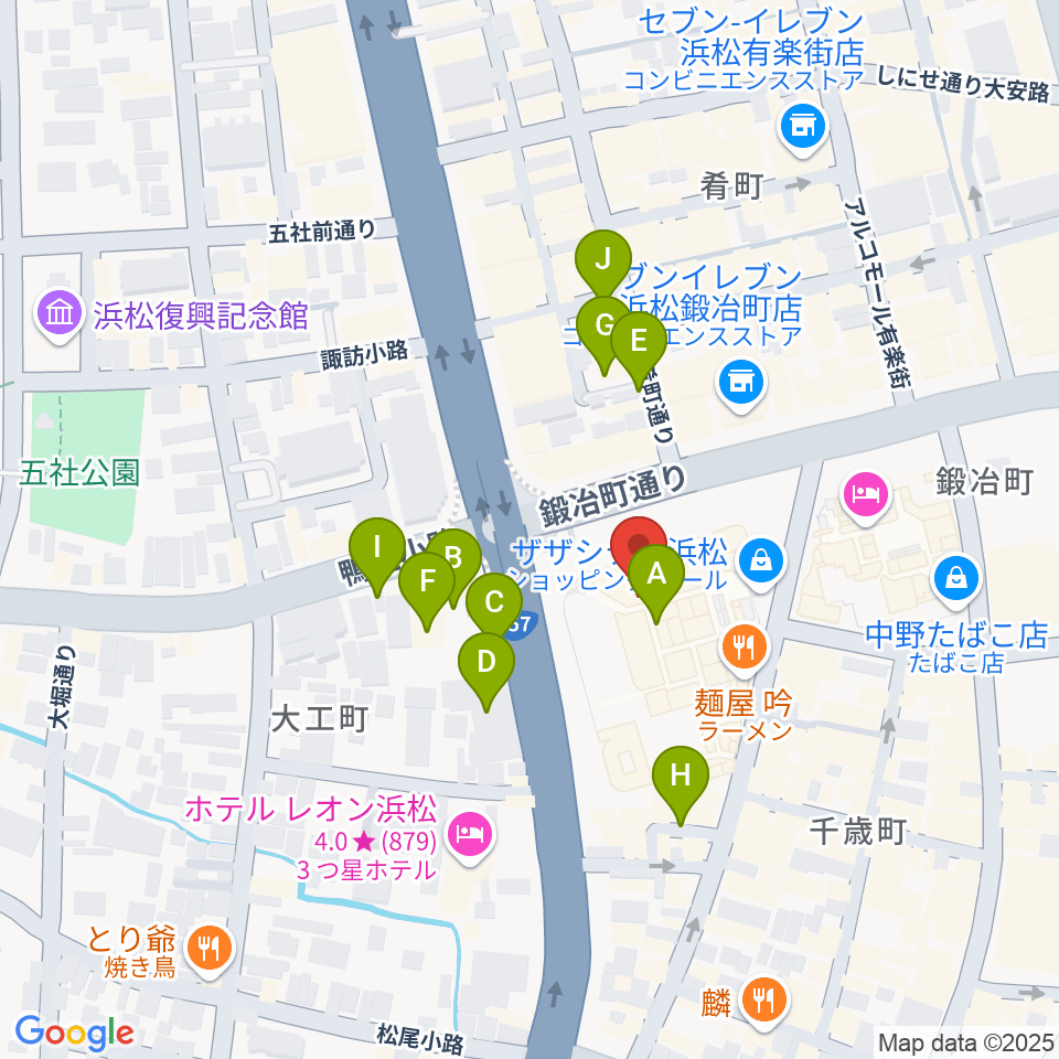 クエストミュージック浜松ザザシティ店周辺の駐車場・コインパーキング一覧地図