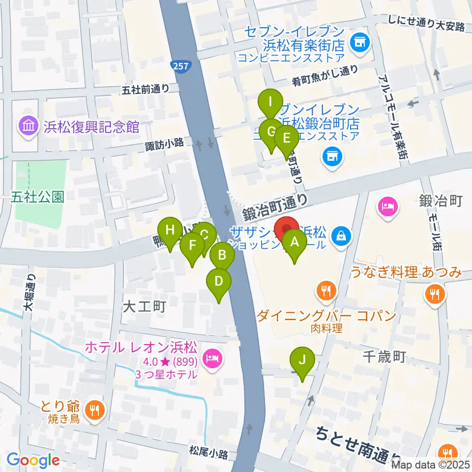 クエストミュージック浜松ザザシティ店周辺の駐車場・コインパーキング一覧地図