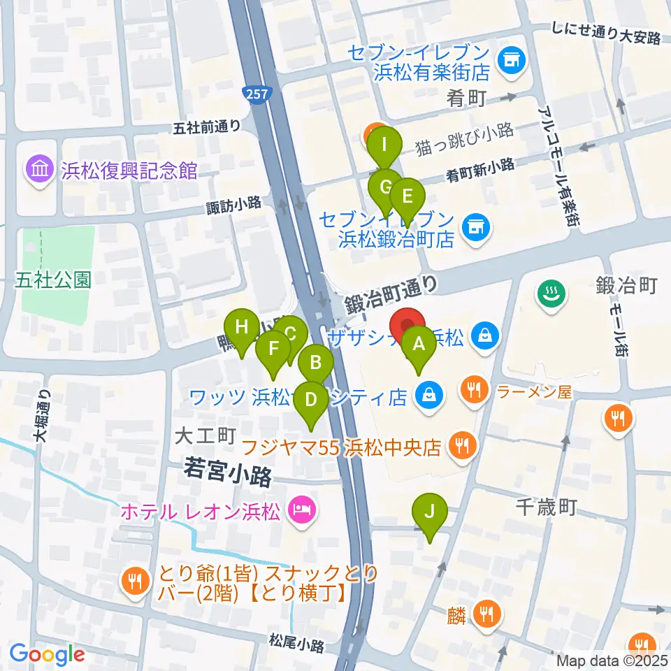 クエストミュージック浜松ザザシティ店周辺の駐車場・コインパーキング一覧地図