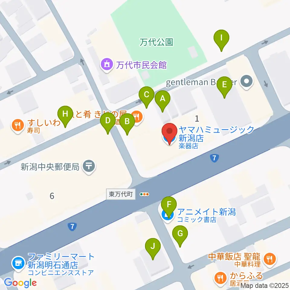 ヤマハミュージック 新潟店周辺の駐車場・コインパーキング一覧地図