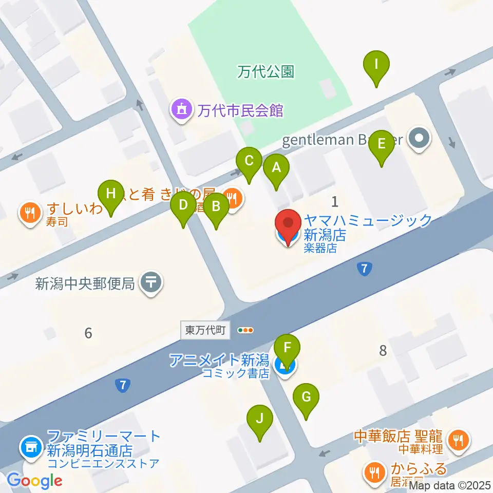 ヤマハミュージック 新潟店周辺の駐車場・コインパーキング一覧地図