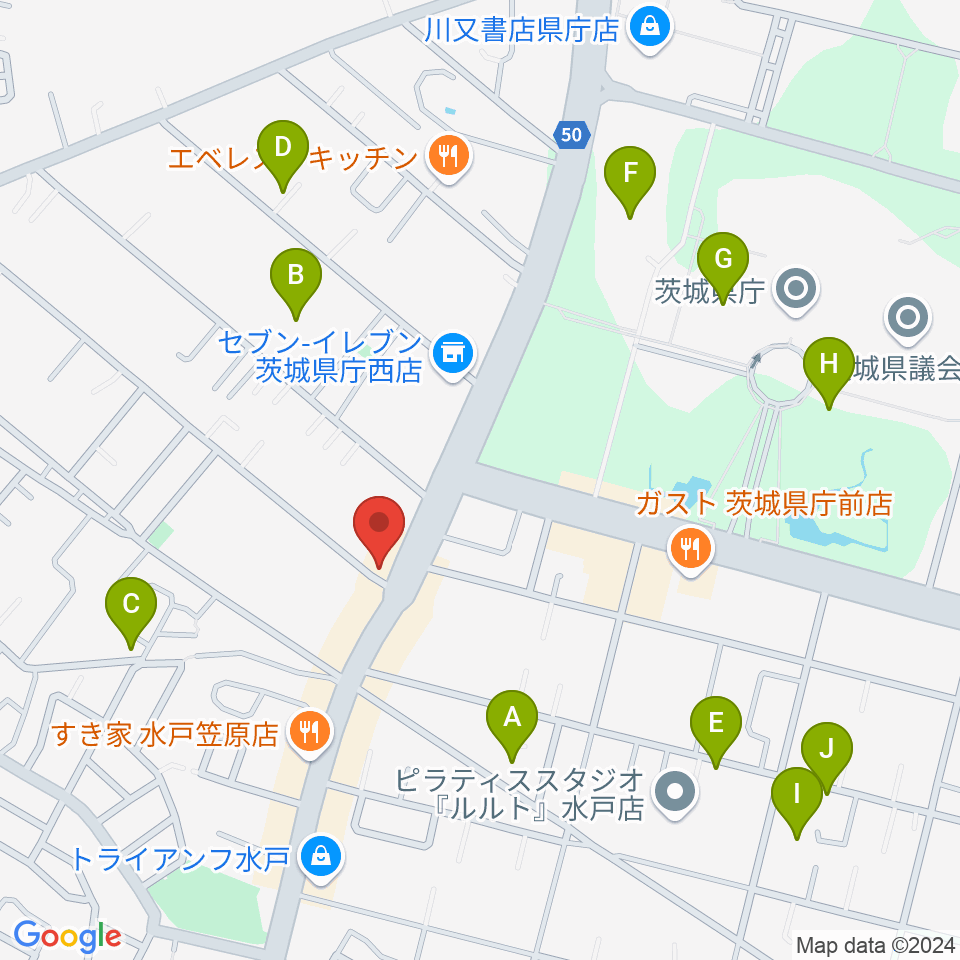 ヤマハミュージック 水戸店周辺の駐車場・コインパーキング一覧地図