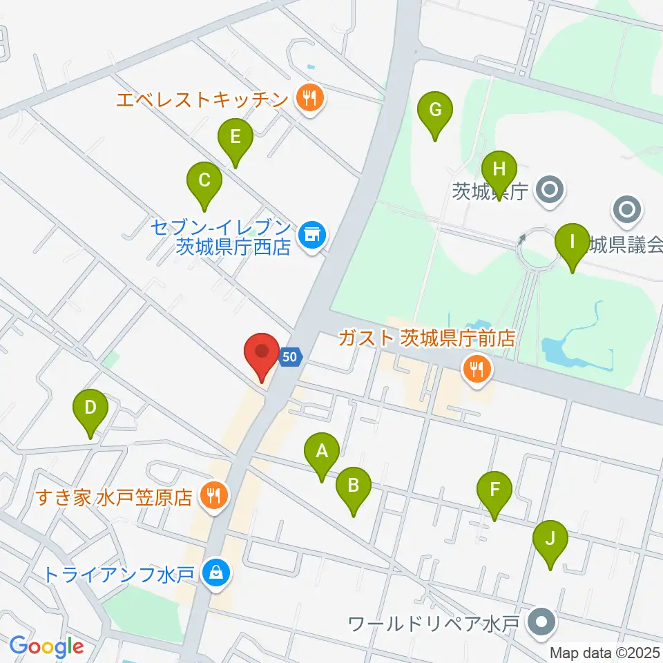 ヤマハミュージック 水戸店周辺の駐車場・コインパーキング一覧地図