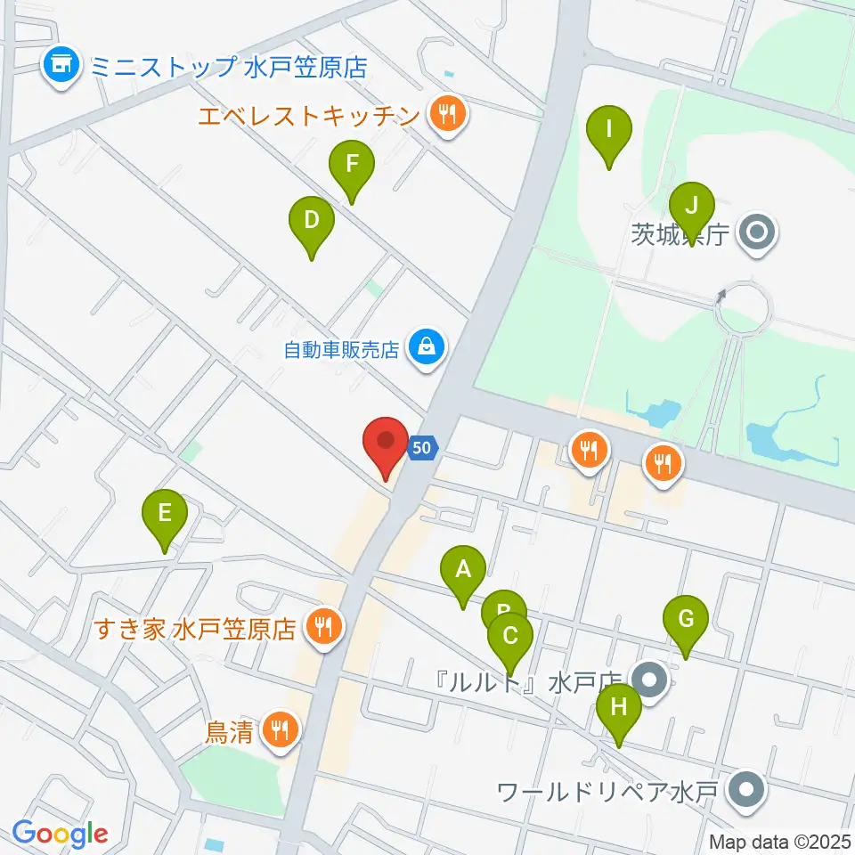 ヤマハミュージック 水戸店周辺の駐車場・コインパーキング一覧地図