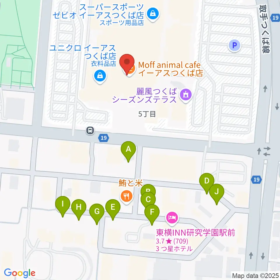 ヤマハミュージックスクエアつくば周辺の駐車場・コインパーキング一覧地図