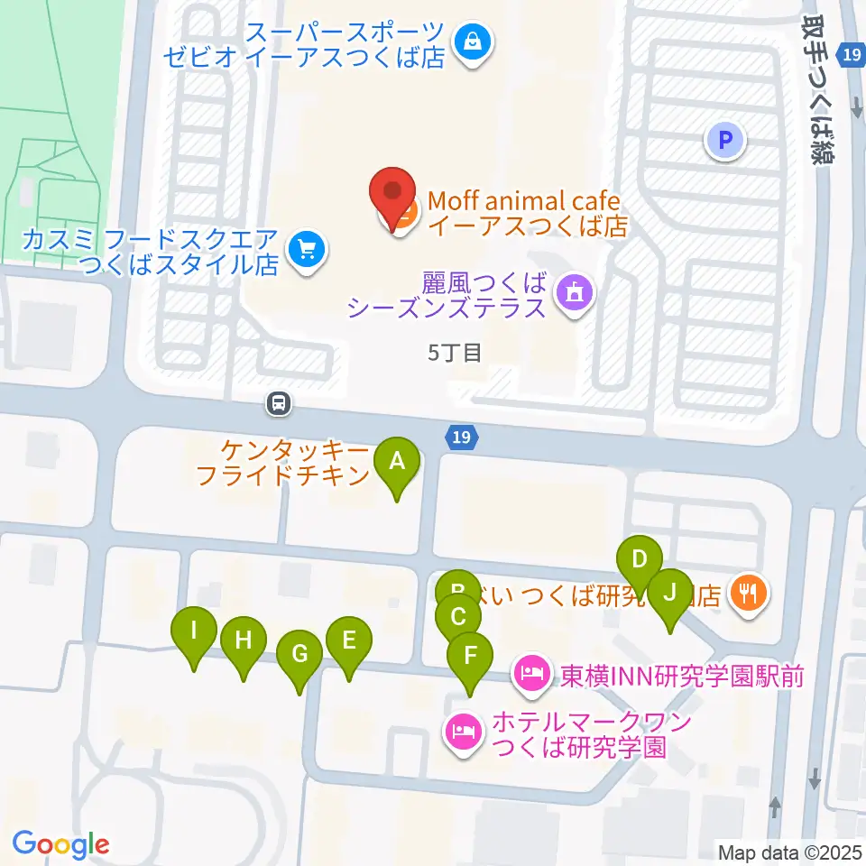 ヤマハミュージックスクエアつくば周辺の駐車場・コインパーキング一覧地図