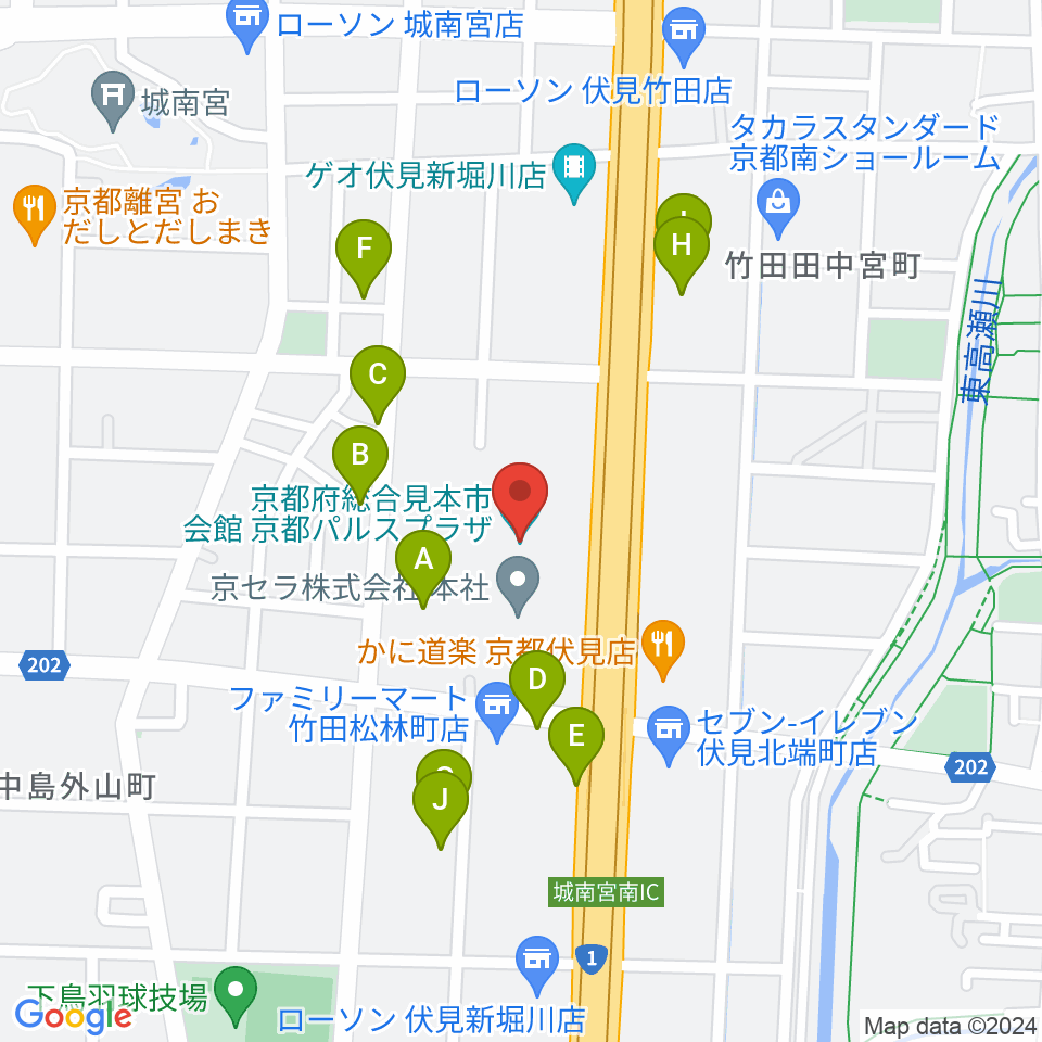 京都パルスプラザ周辺の駐車場・コインパーキング一覧地図