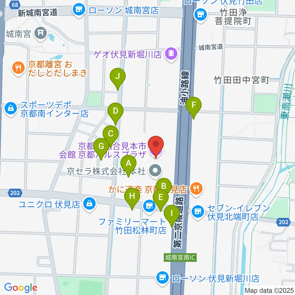 京都パルスプラザ周辺の駐車場・コインパーキング一覧地図