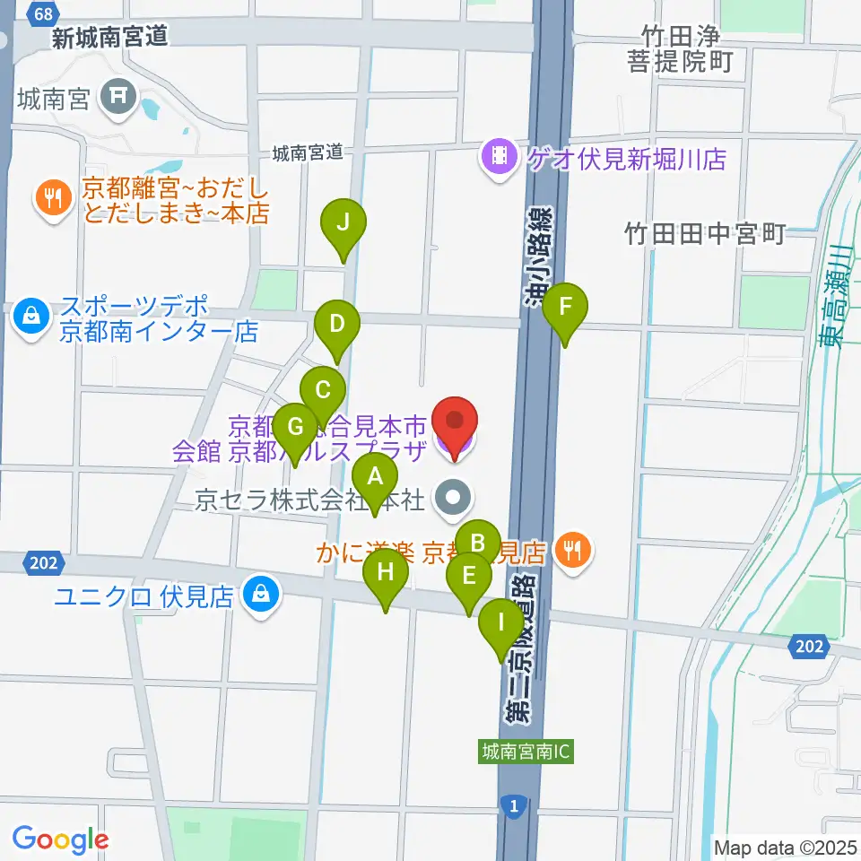 京都パルスプラザ周辺の駐車場・コインパーキング一覧地図