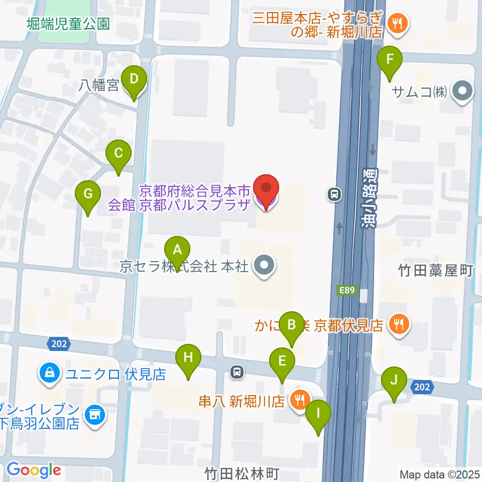 京都パルスプラザ周辺の駐車場・コインパーキング一覧地図