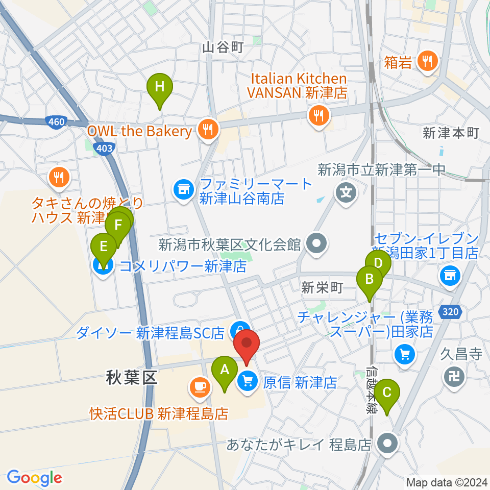 新津総合センター ヤマハミュージック周辺の駐車場・コインパーキング一覧地図