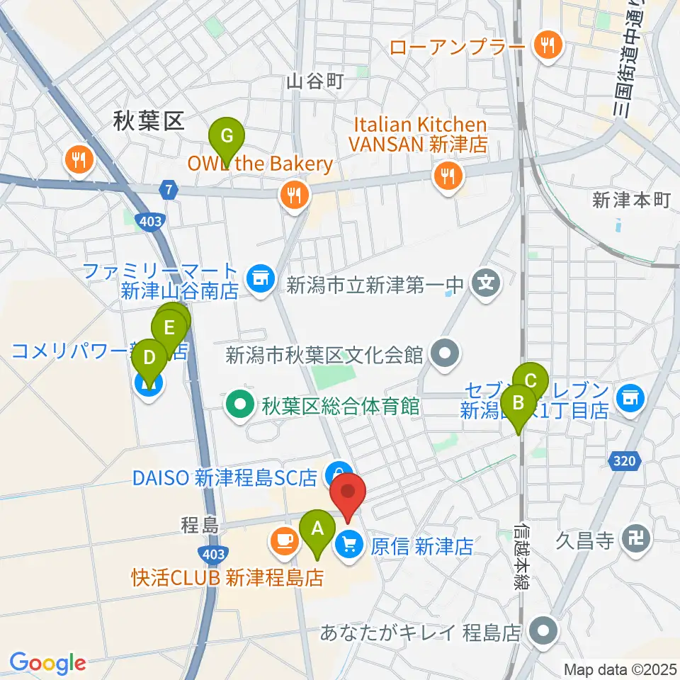 新津総合センター ヤマハミュージック周辺の駐車場・コインパーキング一覧地図