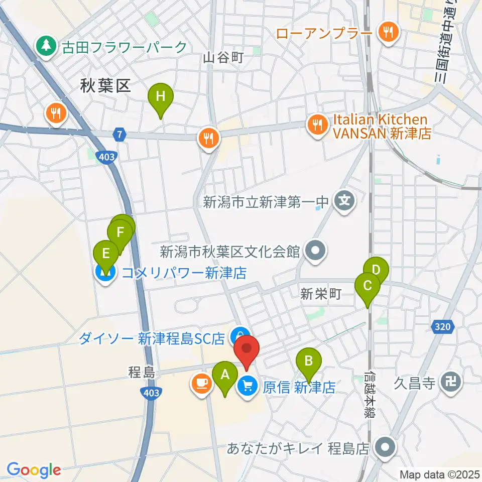新津総合センター ヤマハミュージック周辺の駐車場・コインパーキング一覧地図
