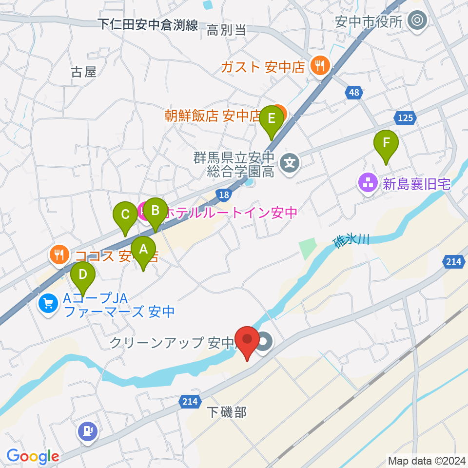 あんなか総合センター ヤマハミュージック周辺の駐車場・コインパーキング一覧地図