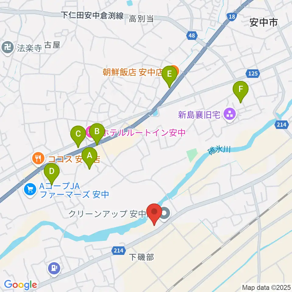 あんなか総合センター ヤマハミュージック周辺の駐車場・コインパーキング一覧地図