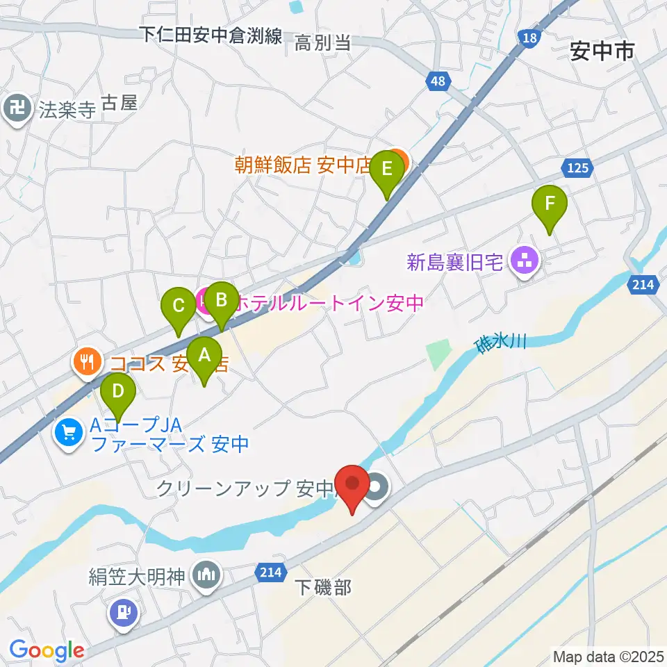あんなか総合センター ヤマハミュージック周辺の駐車場・コインパーキング一覧地図