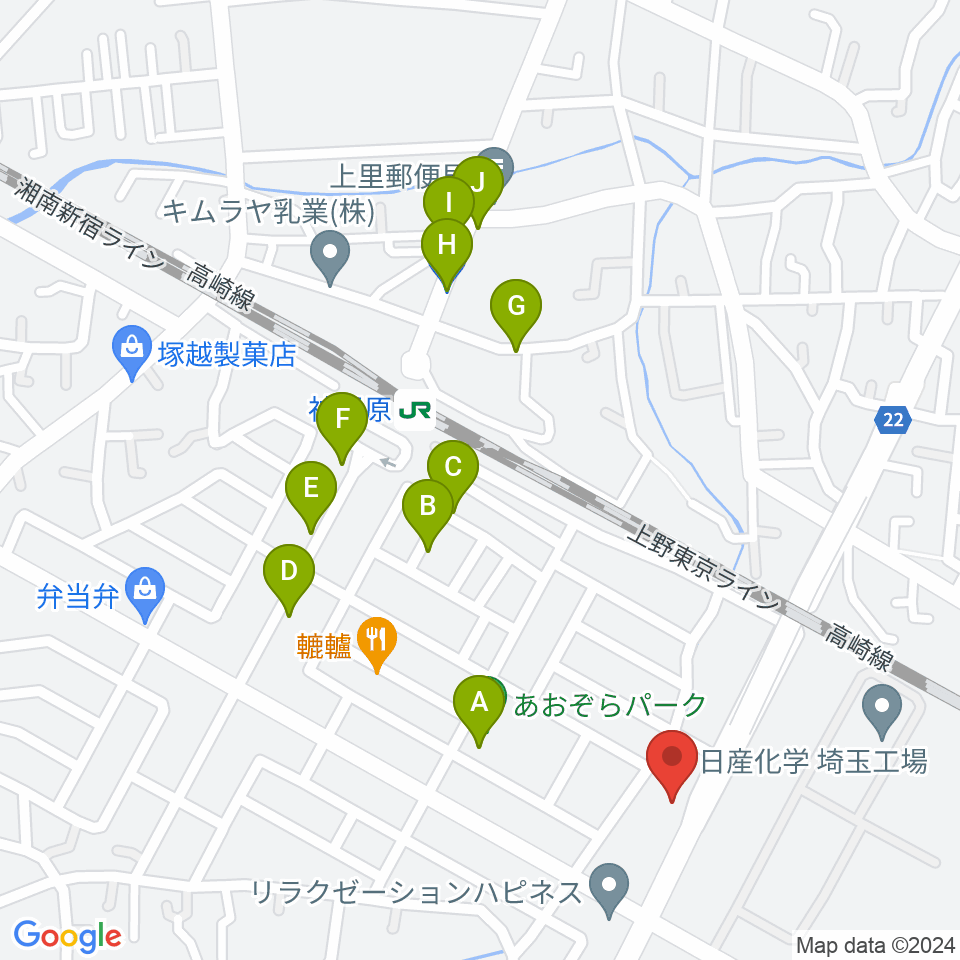 本庄かみさと総合センター ヤマハミュージック周辺の駐車場・コインパーキング一覧地図