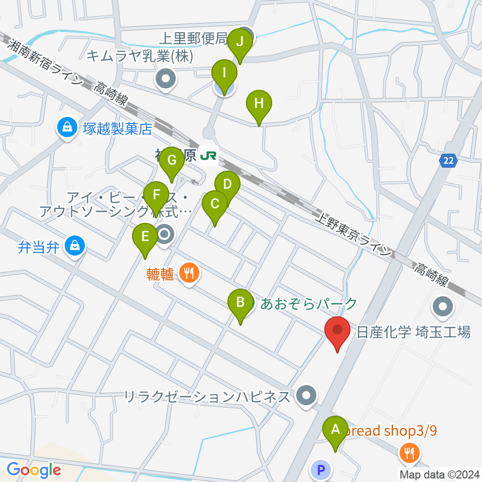 本庄かみさと総合センター ヤマハミュージック周辺の駐車場・コインパーキング一覧地図