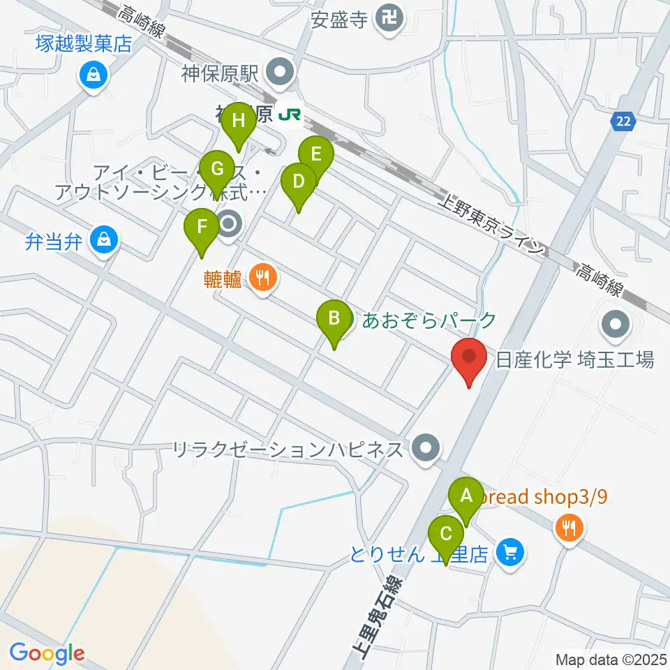本庄かみさと総合センター ヤマハミュージック周辺の駐車場・コインパーキング一覧地図