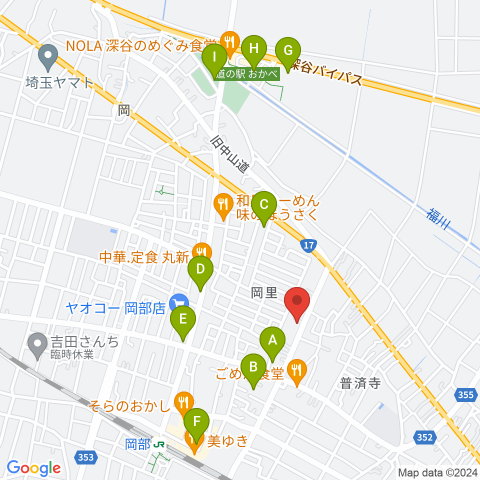 深谷みらい総合センター ヤマハミュージック周辺の駐車場・コインパーキング一覧地図