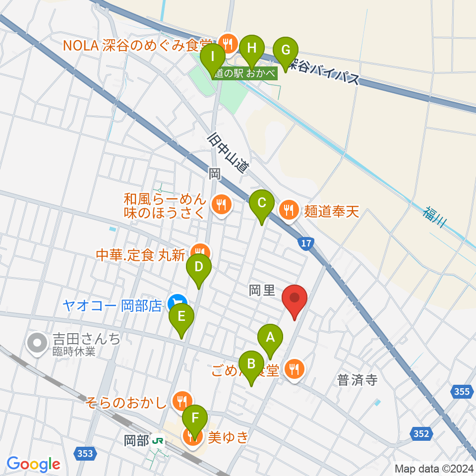 深谷みらい総合センター ヤマハミュージック周辺の駐車場・コインパーキング一覧地図