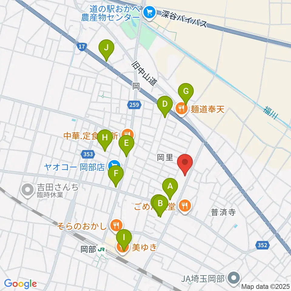 深谷みらい総合センター ヤマハミュージック周辺の駐車場・コインパーキング一覧地図