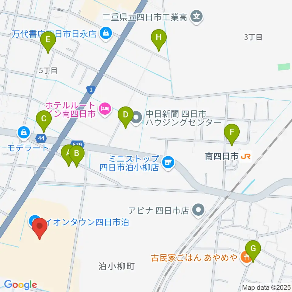 島村楽器イオンタウン四日市泊店周辺の駐車場・コインパーキング一覧地図