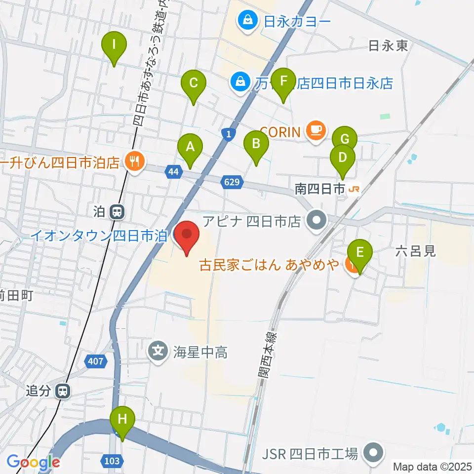 島村楽器イオンタウン四日市泊店周辺の駐車場・コインパーキング一覧地図