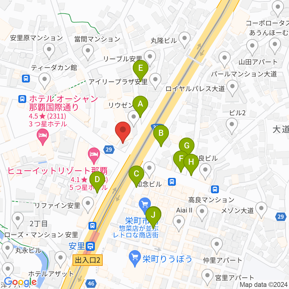 西部ピアノ 沖縄工房周辺の駐車場・コインパーキング一覧地図