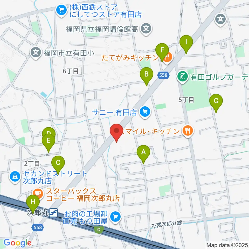西部ピアノ福岡工房周辺の駐車場・コインパーキング一覧地図