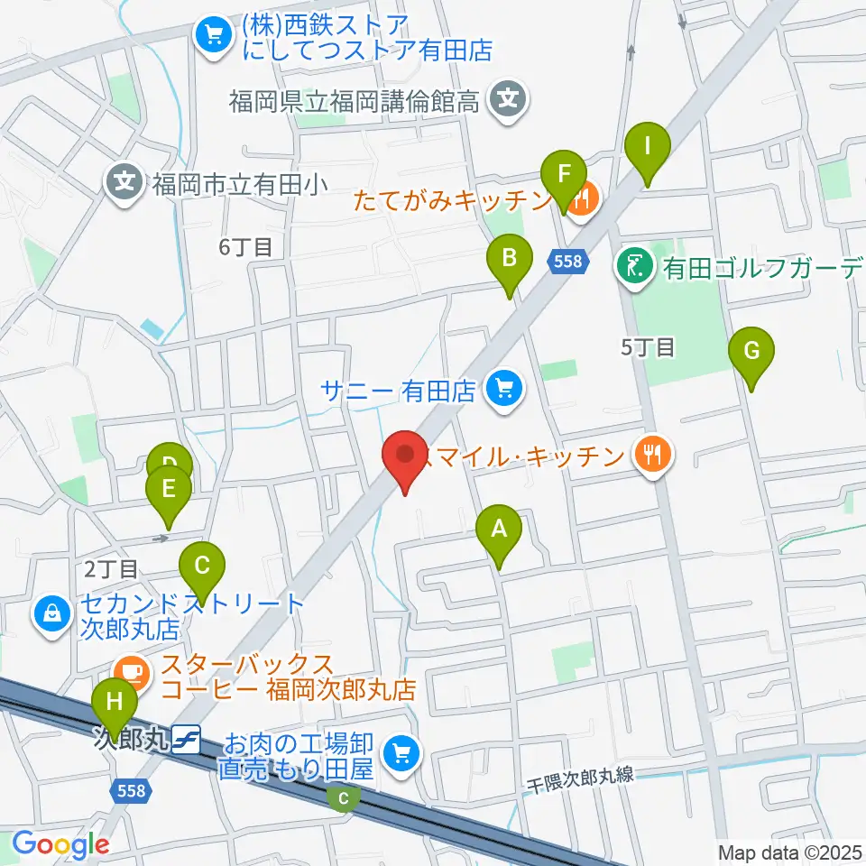 西部ピアノ福岡工房周辺の駐車場・コインパーキング一覧地図