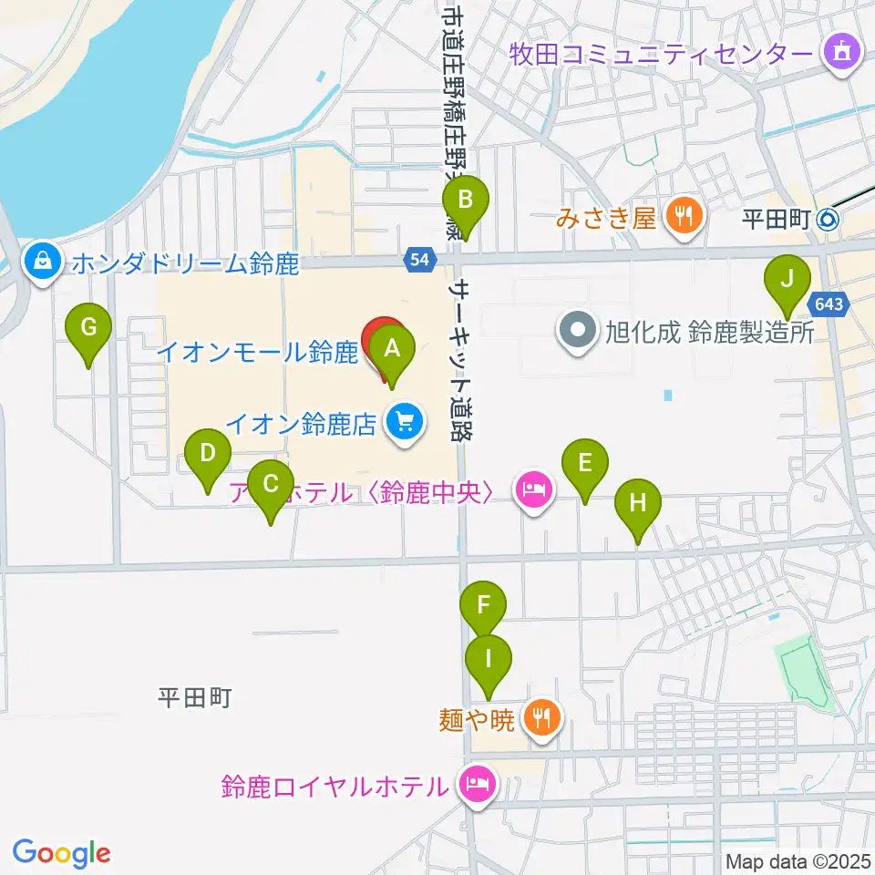 島村楽器 イオンモール鈴鹿店周辺の駐車場・コインパーキング一覧地図