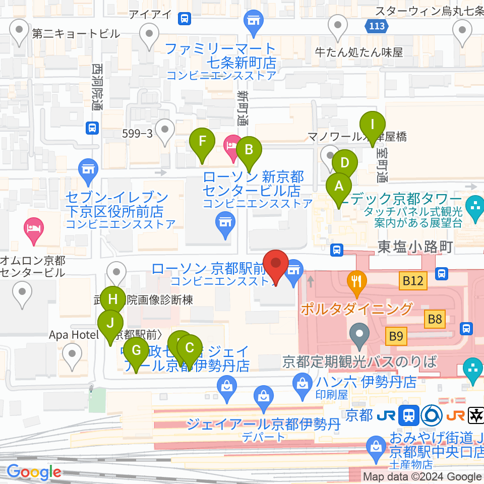 JEUGIAハーモニーステーション京都駅前周辺の駐車場・コインパーキング一覧地図
