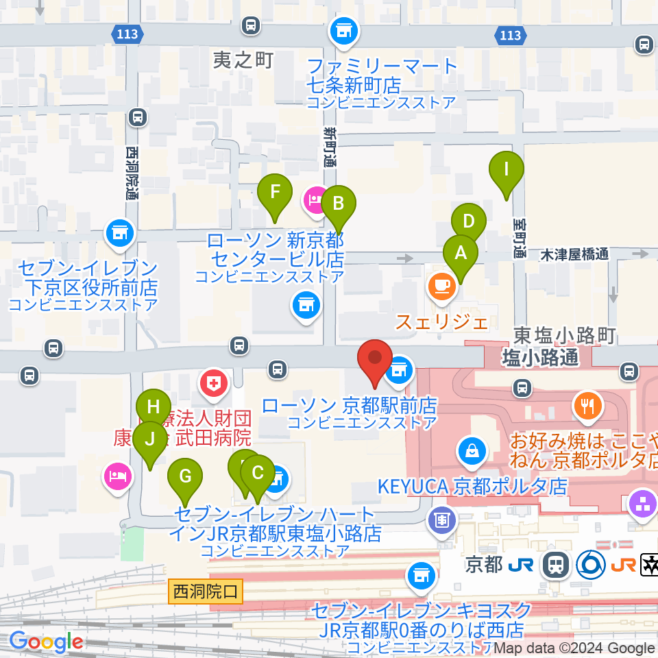 JEUGIAハーモニーステーション京都駅前周辺の駐車場・コインパーキング一覧地図