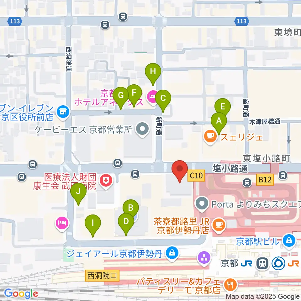 JEUGIAハーモニーステーション京都駅前周辺の駐車場・コインパーキング一覧地図