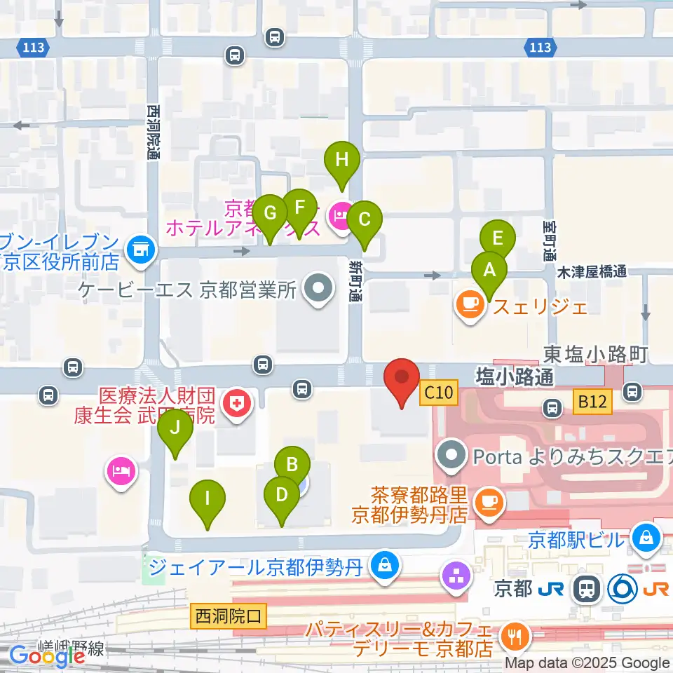 JEUGIAハーモニーステーション京都駅前周辺の駐車場・コインパーキング一覧地図