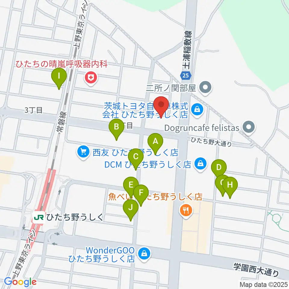 ひたち野うしく総合センター ヤマハミュージック周辺の駐車場・コインパーキング一覧地図