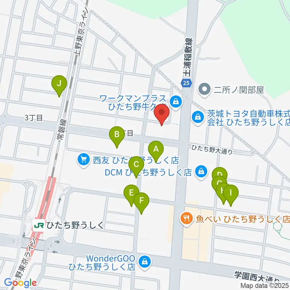 ひたち野うしく総合センター ヤマハミュージック周辺の駐車場・コインパーキング一覧地図
