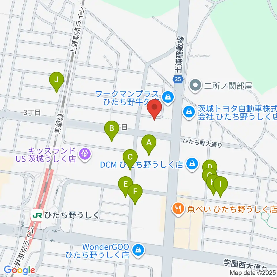 ひたち野うしく総合センター ヤマハミュージック周辺の駐車場・コインパーキング一覧地図