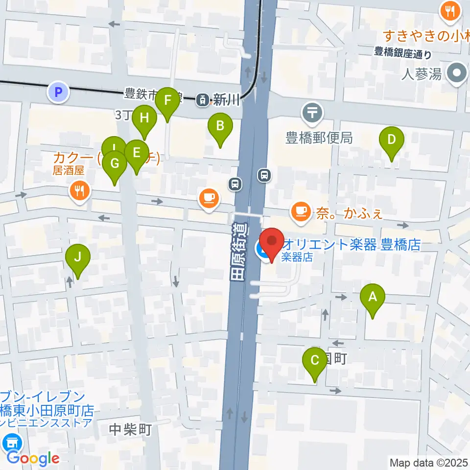 オリエント楽器 豊橋店周辺の駐車場・コインパーキング一覧地図