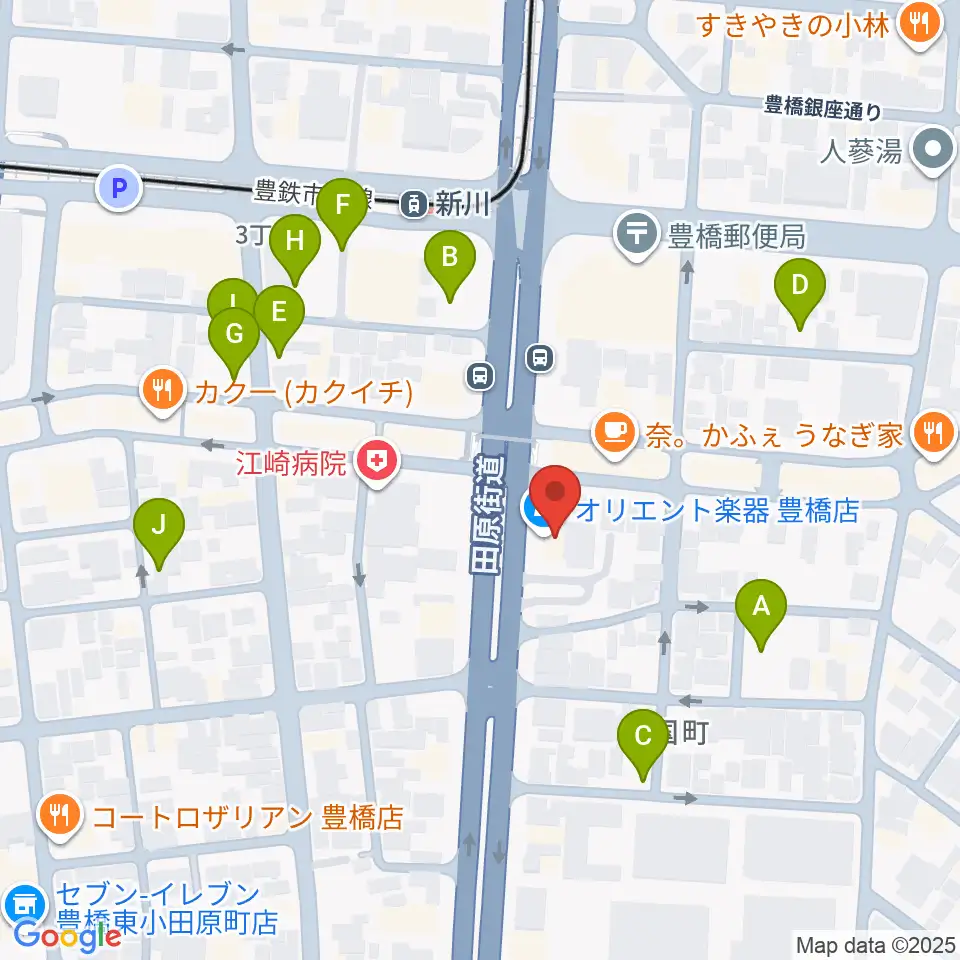 オリエント楽器 豊橋店周辺の駐車場・コインパーキング一覧地図